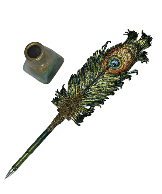 Leather feather pen handmade