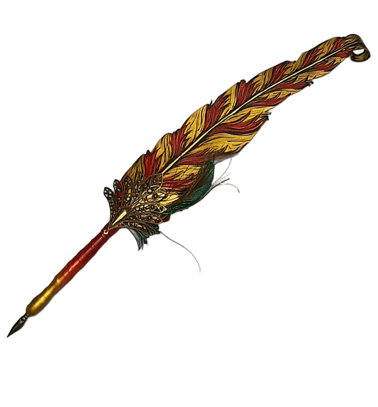 Leather feather pen handmade