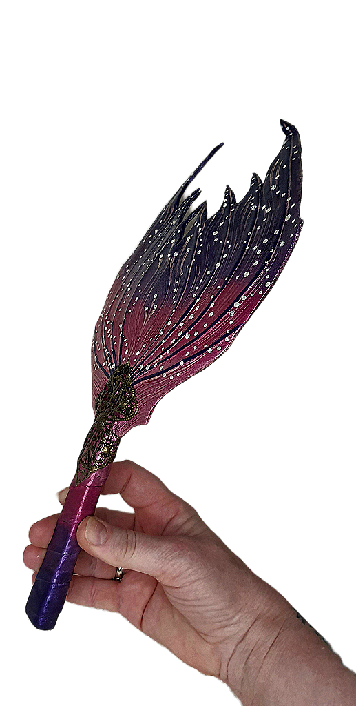 Leather hand fan handmade