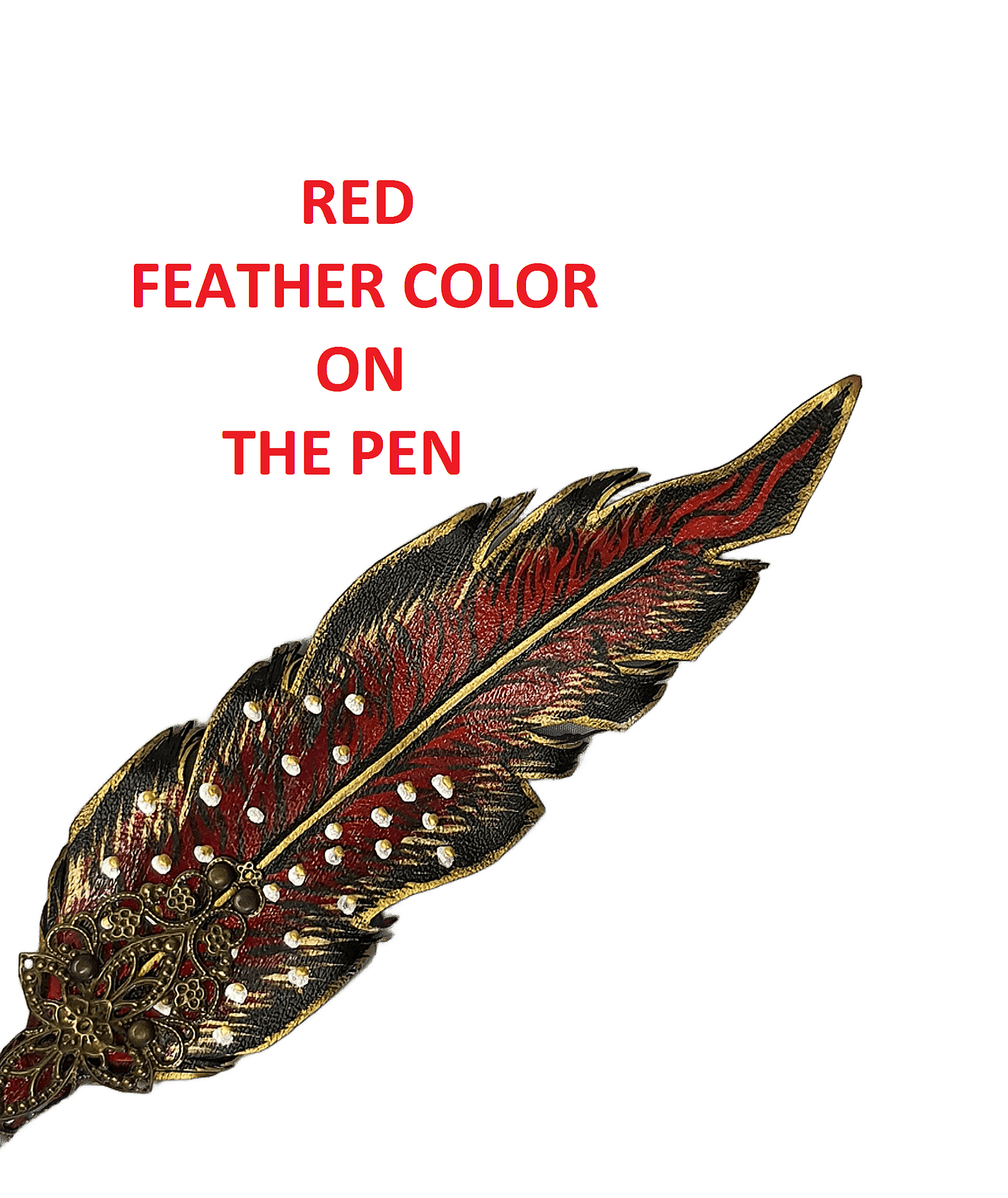 Leather feather pen handmade