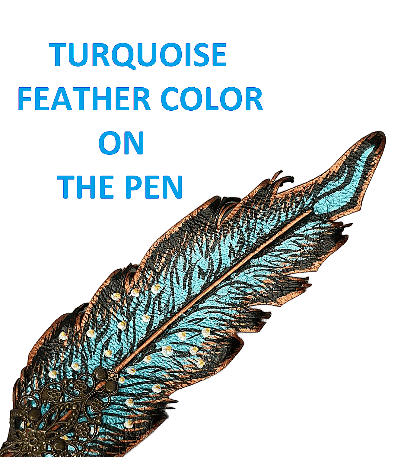 Leather feather pen handmade