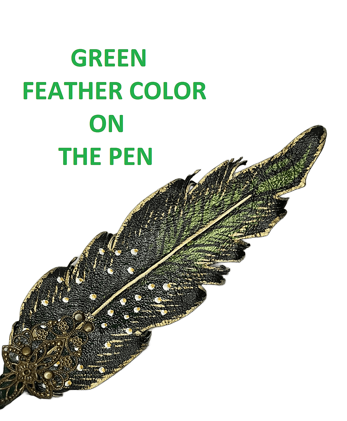 Leather feather pen handmade