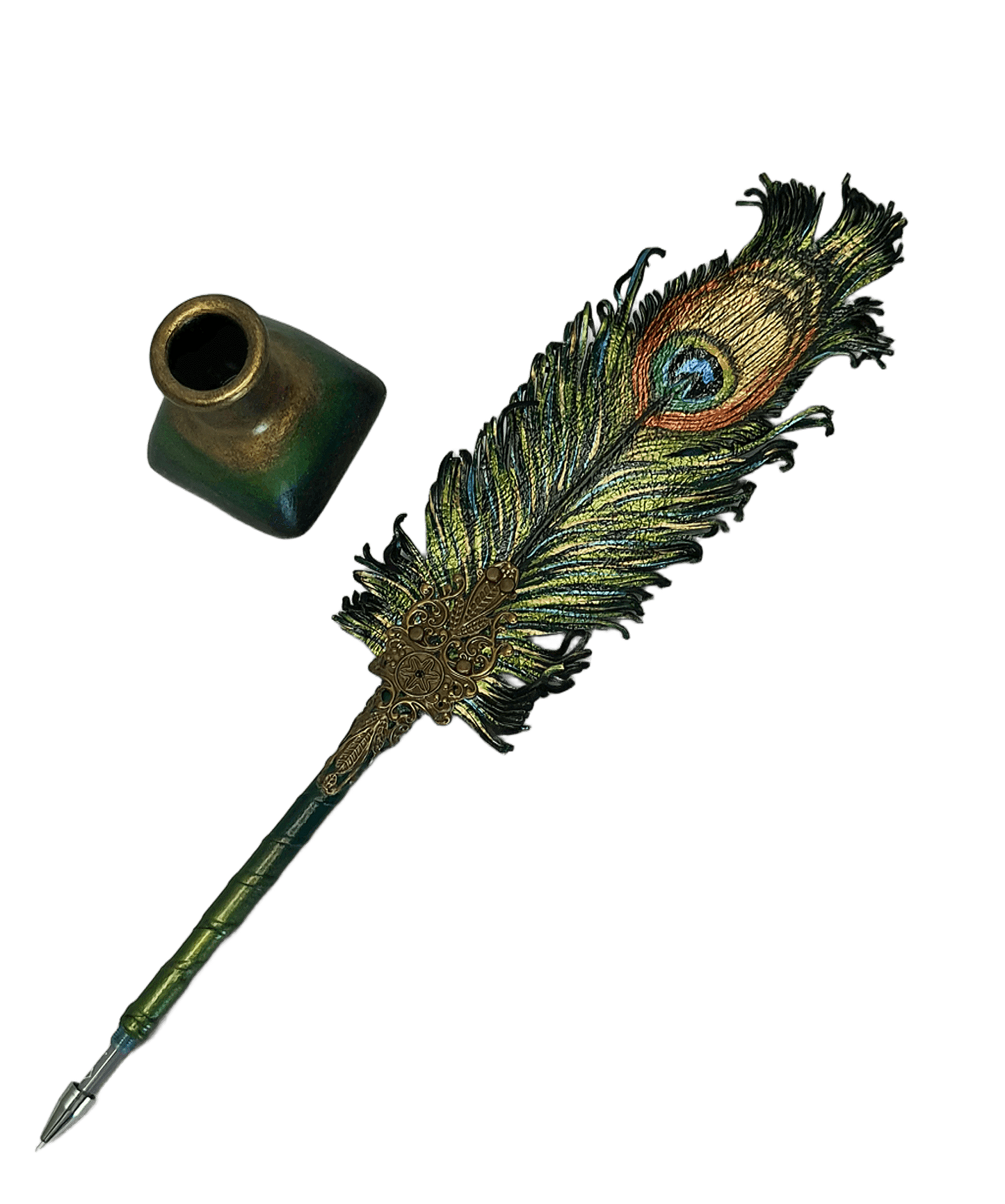 Leather feather pen handmade