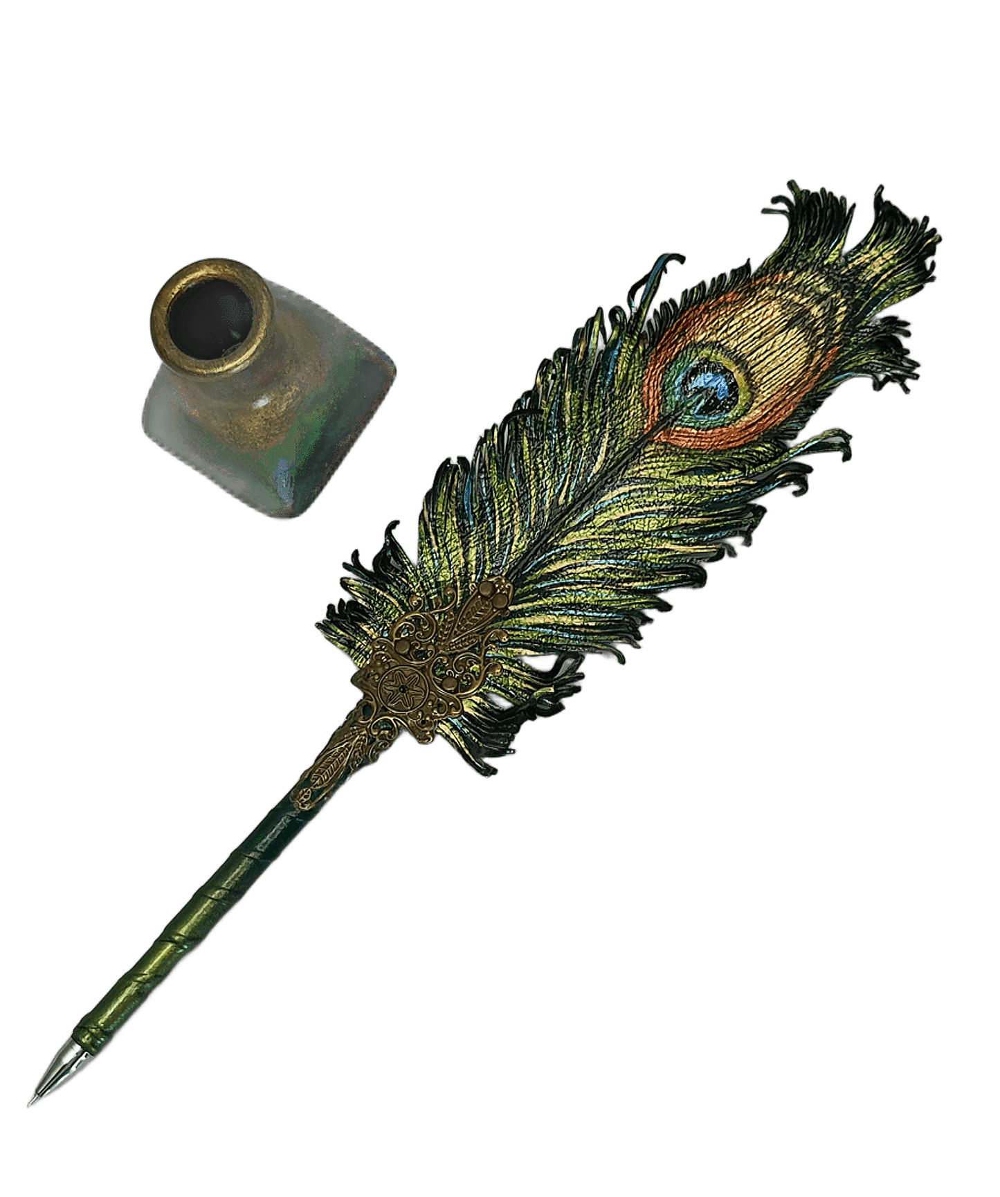 Leather feather pen handmade