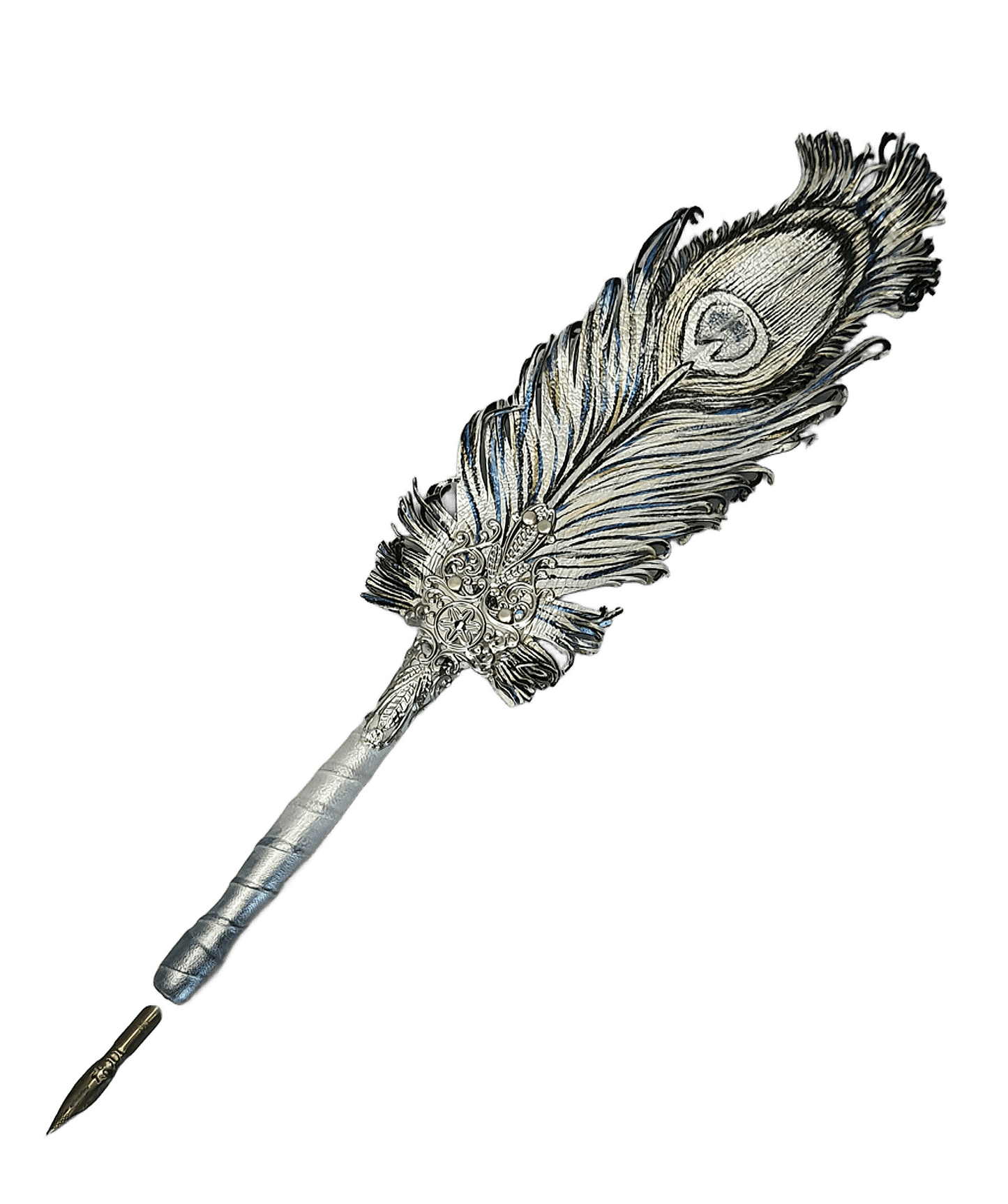 Leather feather pen handmade