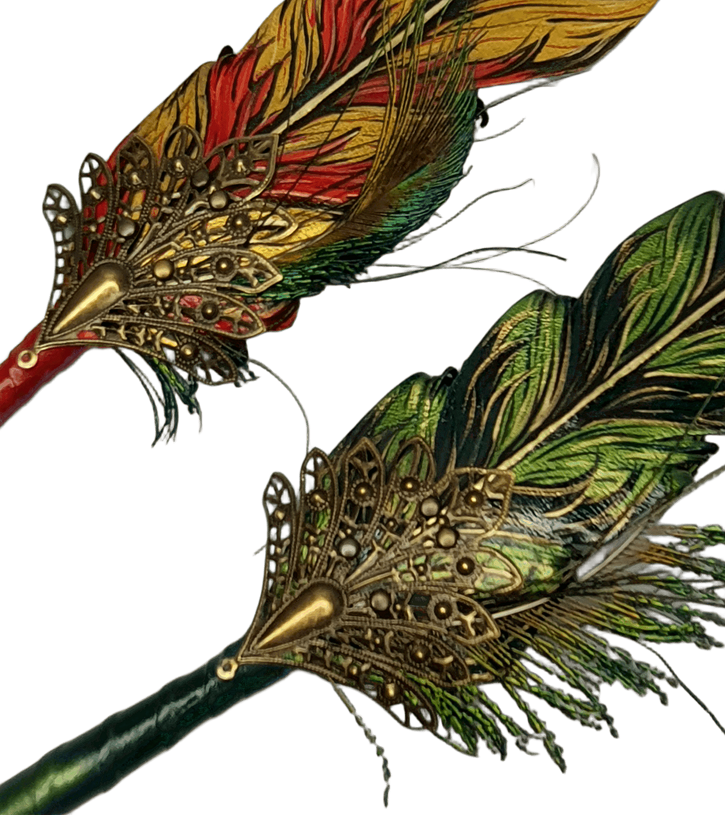 Leather feather pen handmade