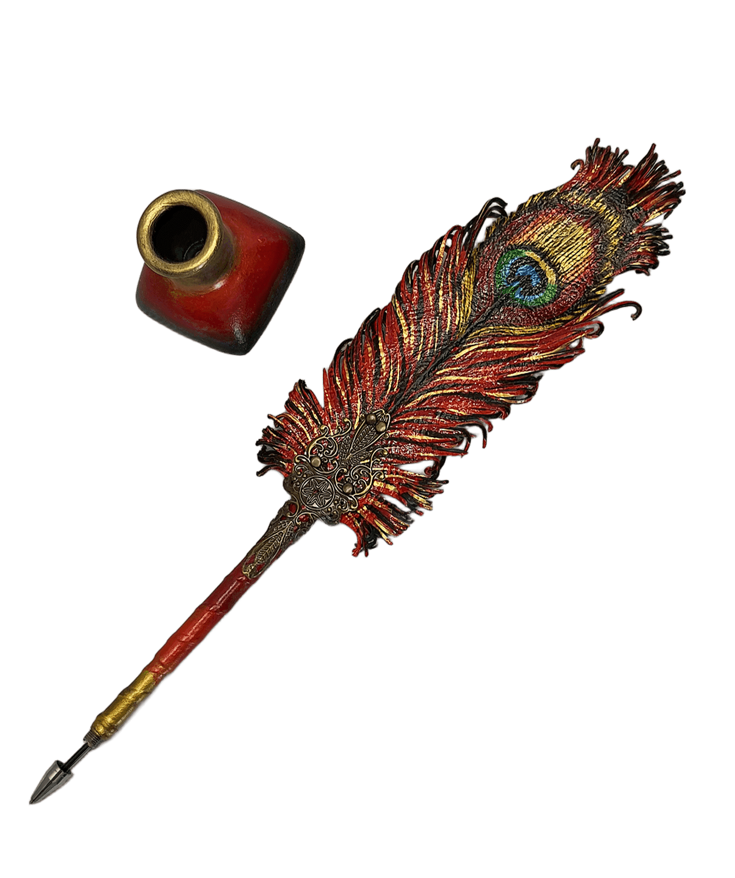 Leather feather pen handmade