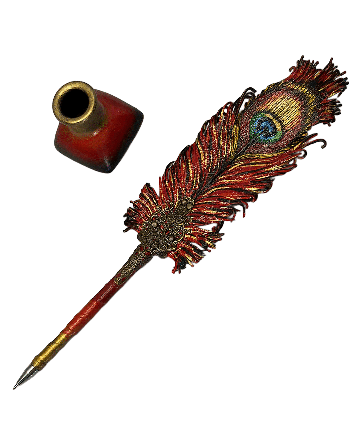 Leather feather pen handmade