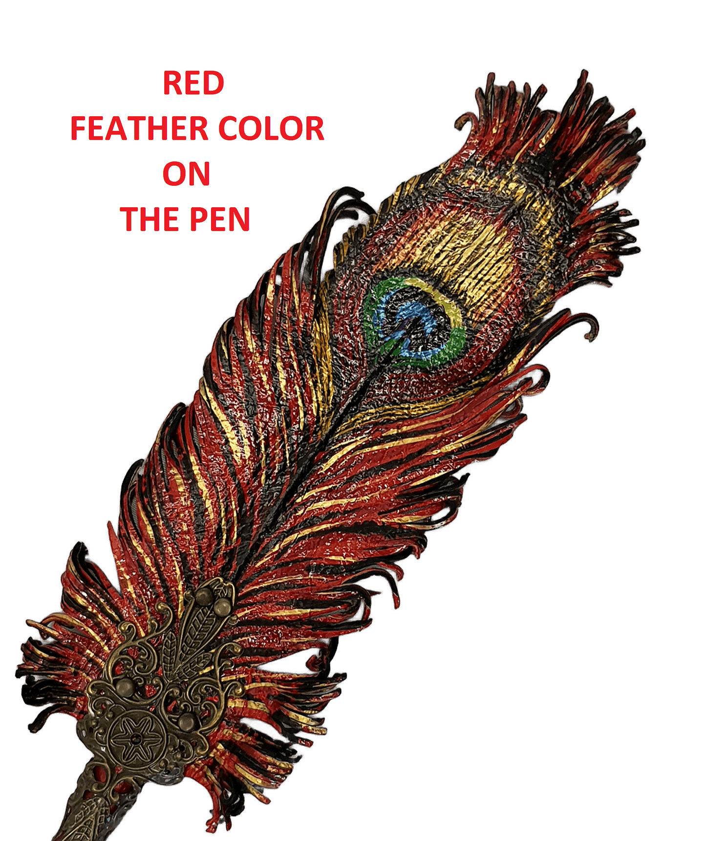 Leather feather pen handmade