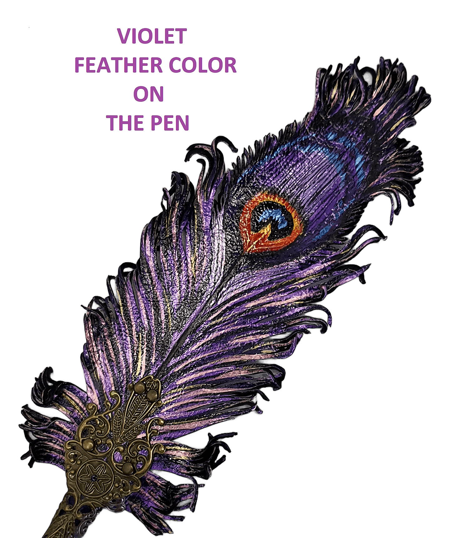 Leather feather pen handmade