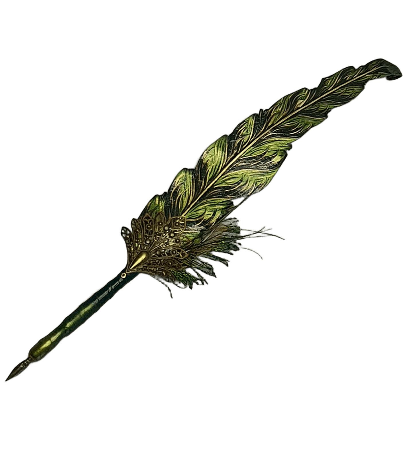 Leather feather pen handmade