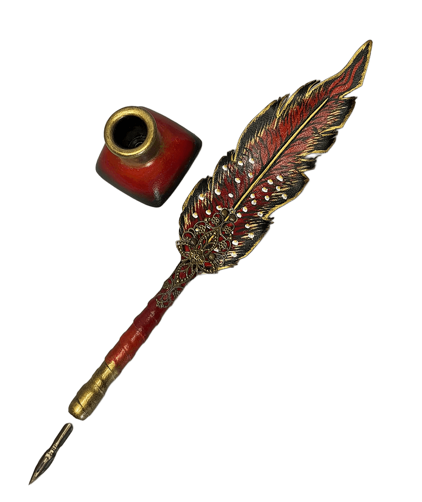 Leather feather pen handmade