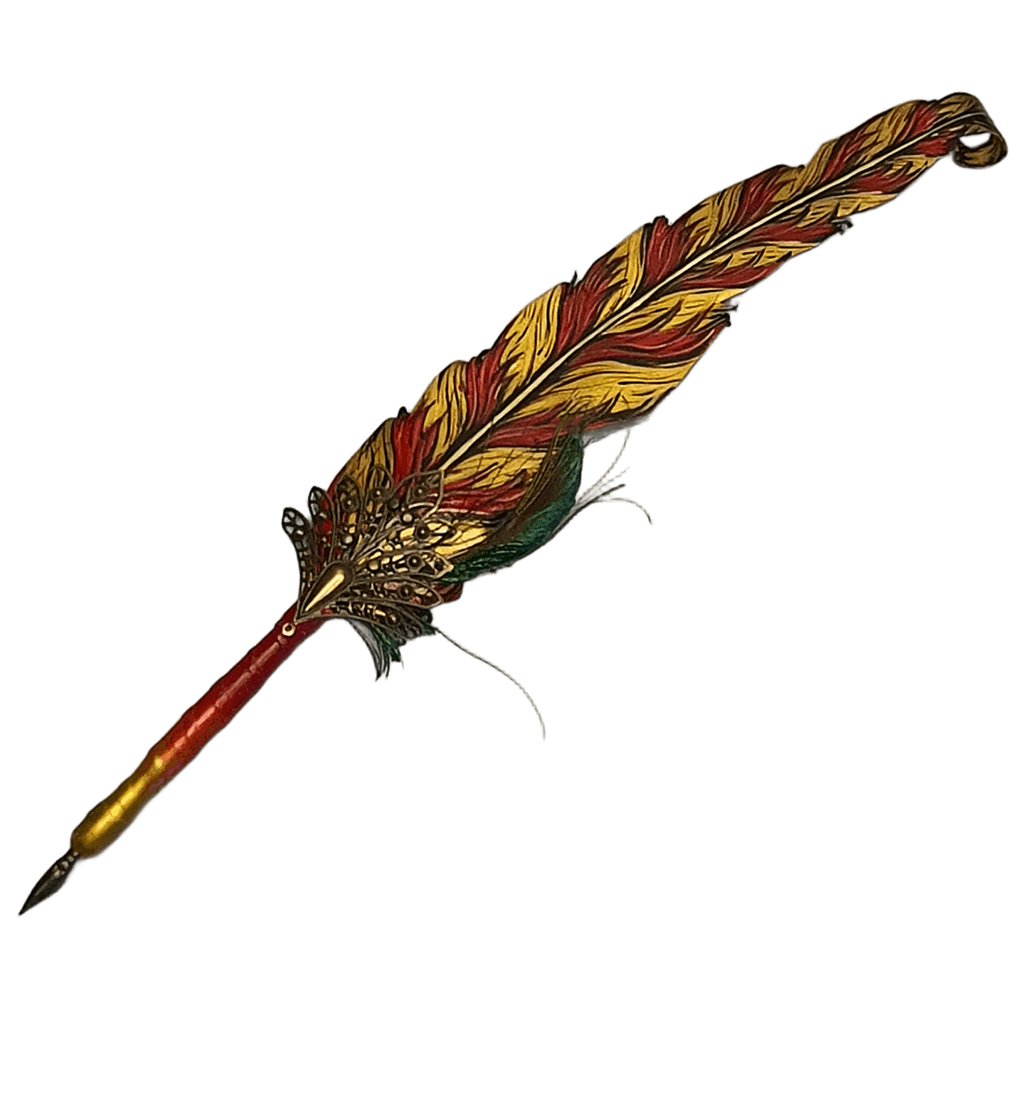 Leather feather pen handmade