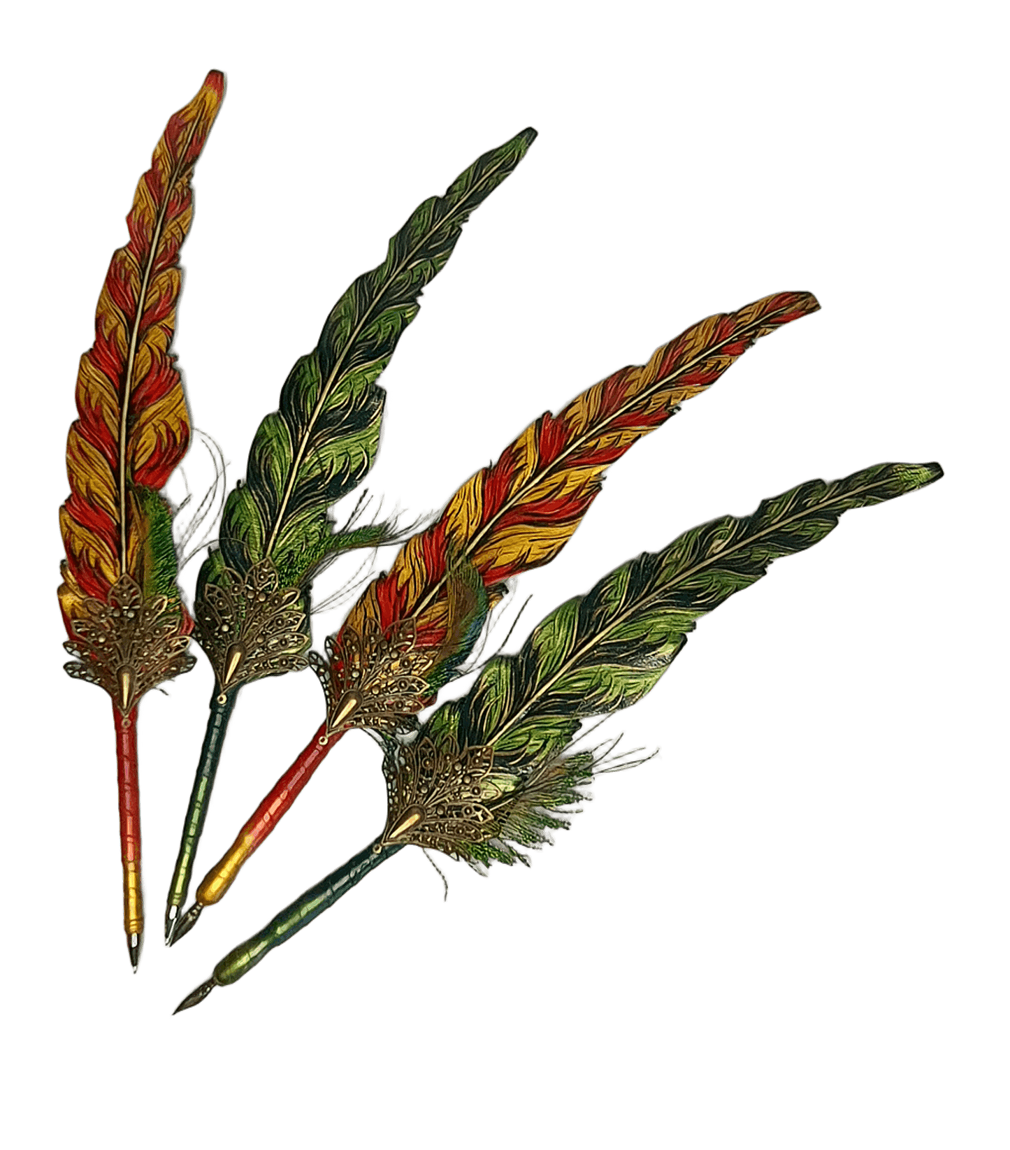 Leather feather pen handmade