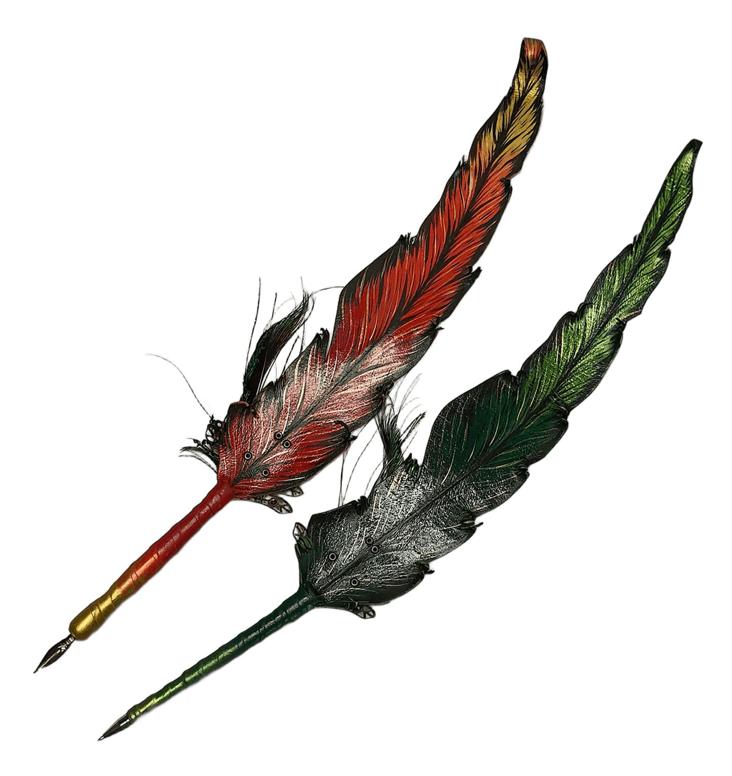 Leather feather pen handmade