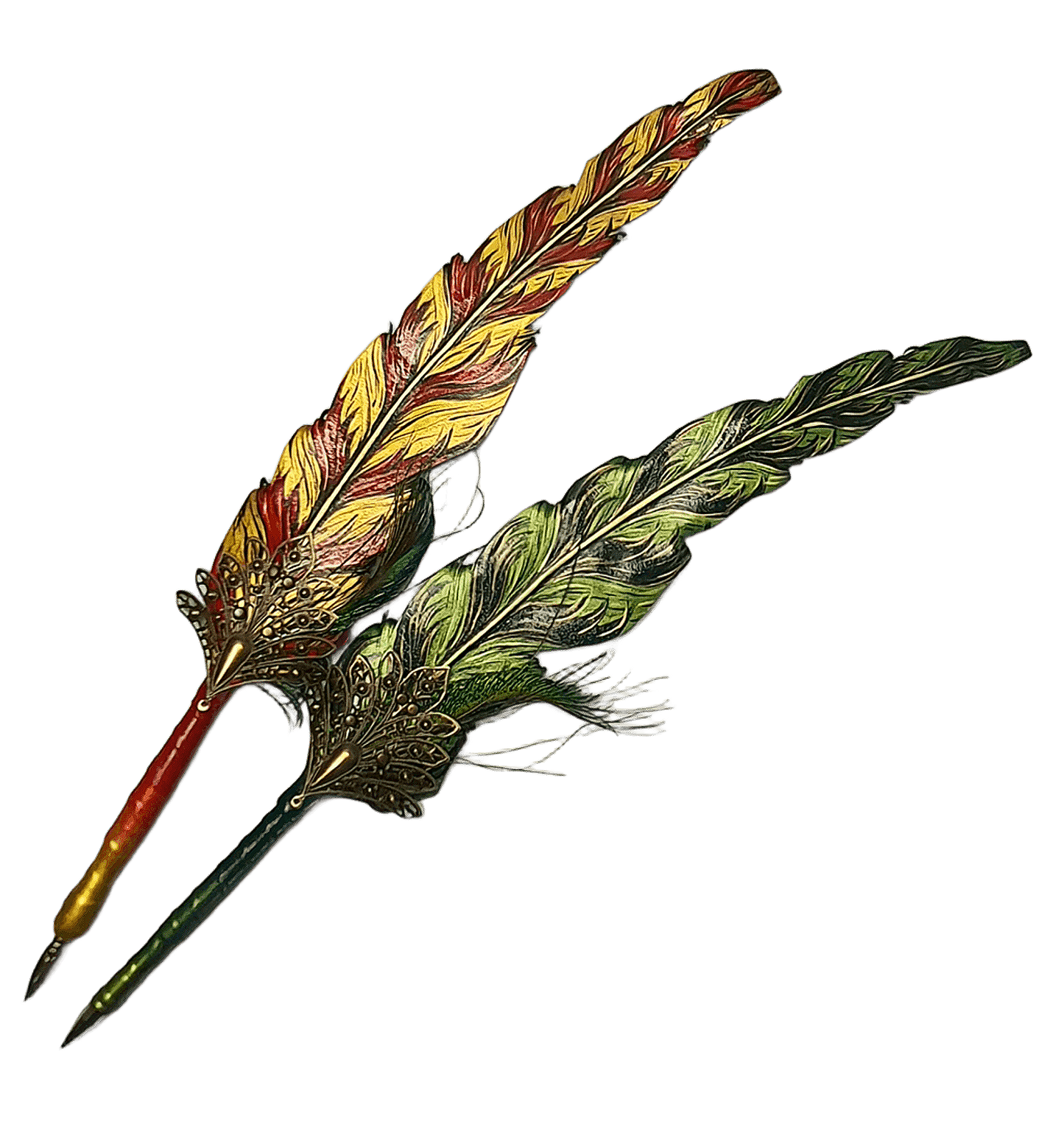 Leather feather pen handmade