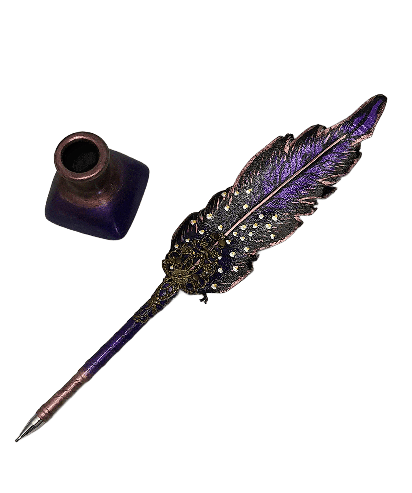 Leather feather pen handmade