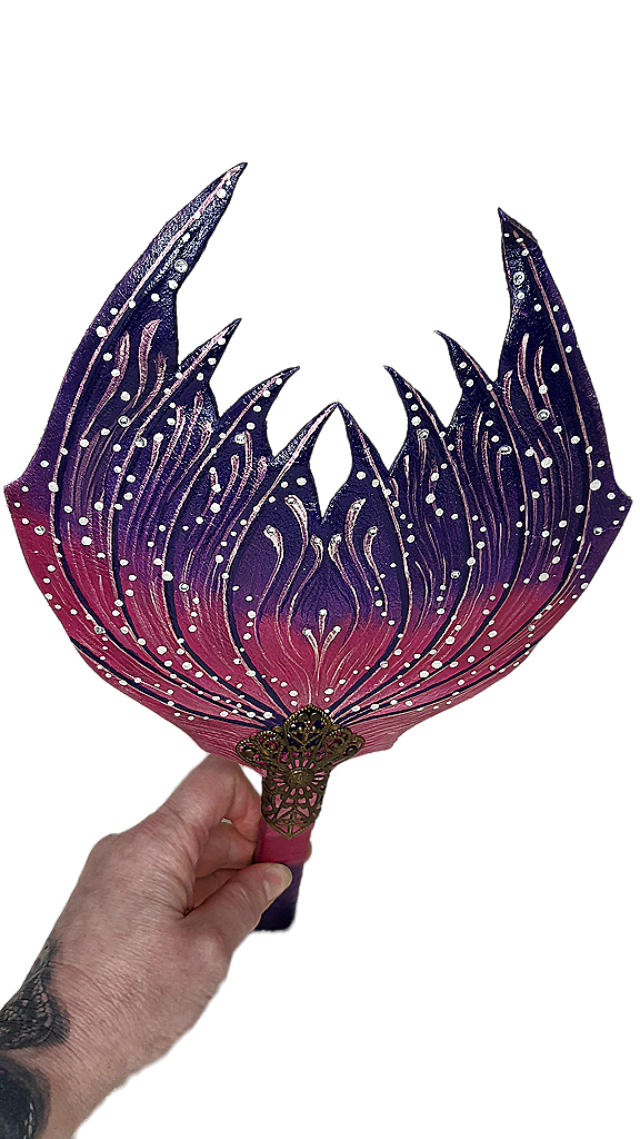 Leather hand fan handmade