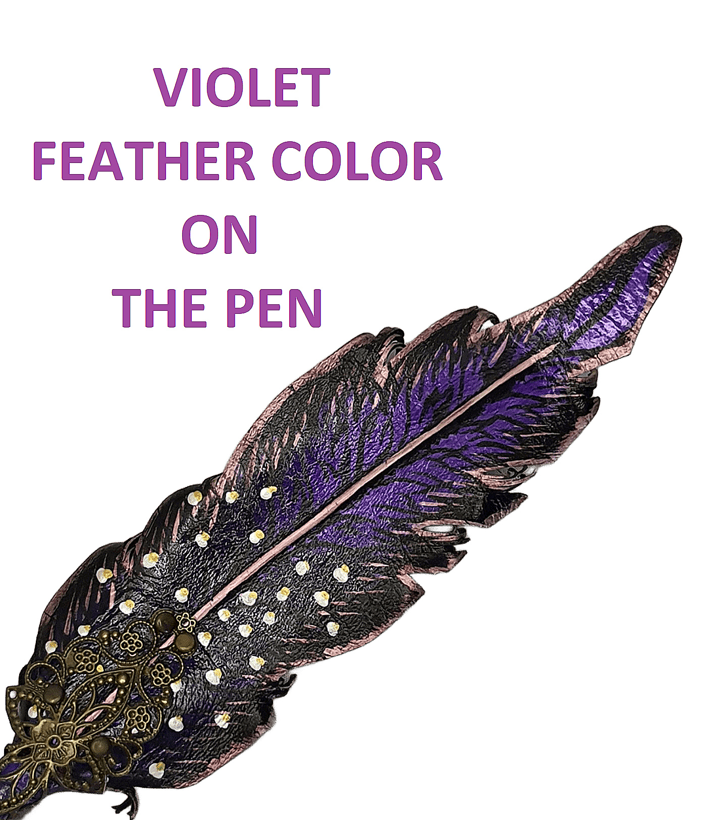 Leather feather pen handmade