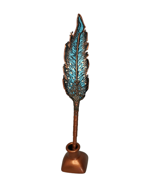 Leather feather pen handmade